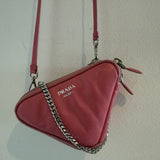 Prada Triangle Mini Pouch Crossbody Pink