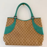 Vintage Gucci GG Canvas Tote Bag Beige/Green