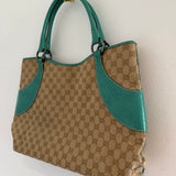 Vintage Gucci GG Canvas Tote Bag Beige/Green