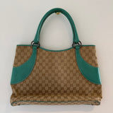 Vintage Gucci GG Canvas Tote Bag Beige/Green