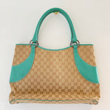Vintage Gucci GG Canvas Tote Bag Beige/Green