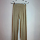 Pleats Please Issey Miyake Pleated Straight Leg Trousers Pants Beige Women's