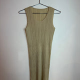 Vintage Pleats Please Issey Miyake Sleeveless Blouse Dress Beige Size 3