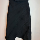 Issey Miyake Black Pleated Asymmetrical Sleeveless Dress Sample