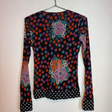 Vintage Vivienne Tam Polka Dot - Floral Pattern Long Sleeve Blouse