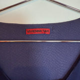 Vintage Vivienne Tam Dark Blue Ruffle V-Neck Sleeveless Top Blouse