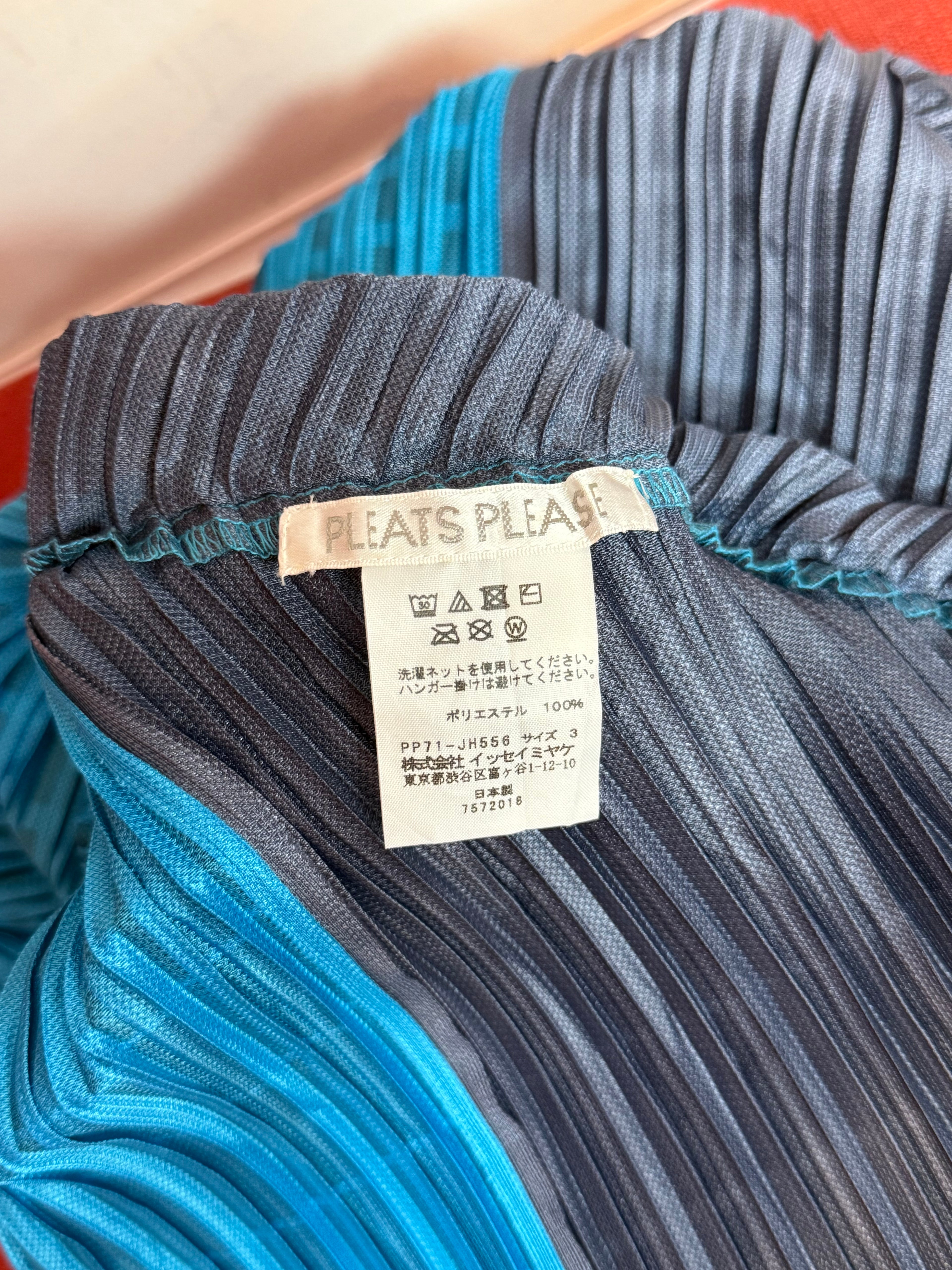 Pleats Please Issey Miyake Diagonal Colorblock Pleated Sleeveless Dress Size 3