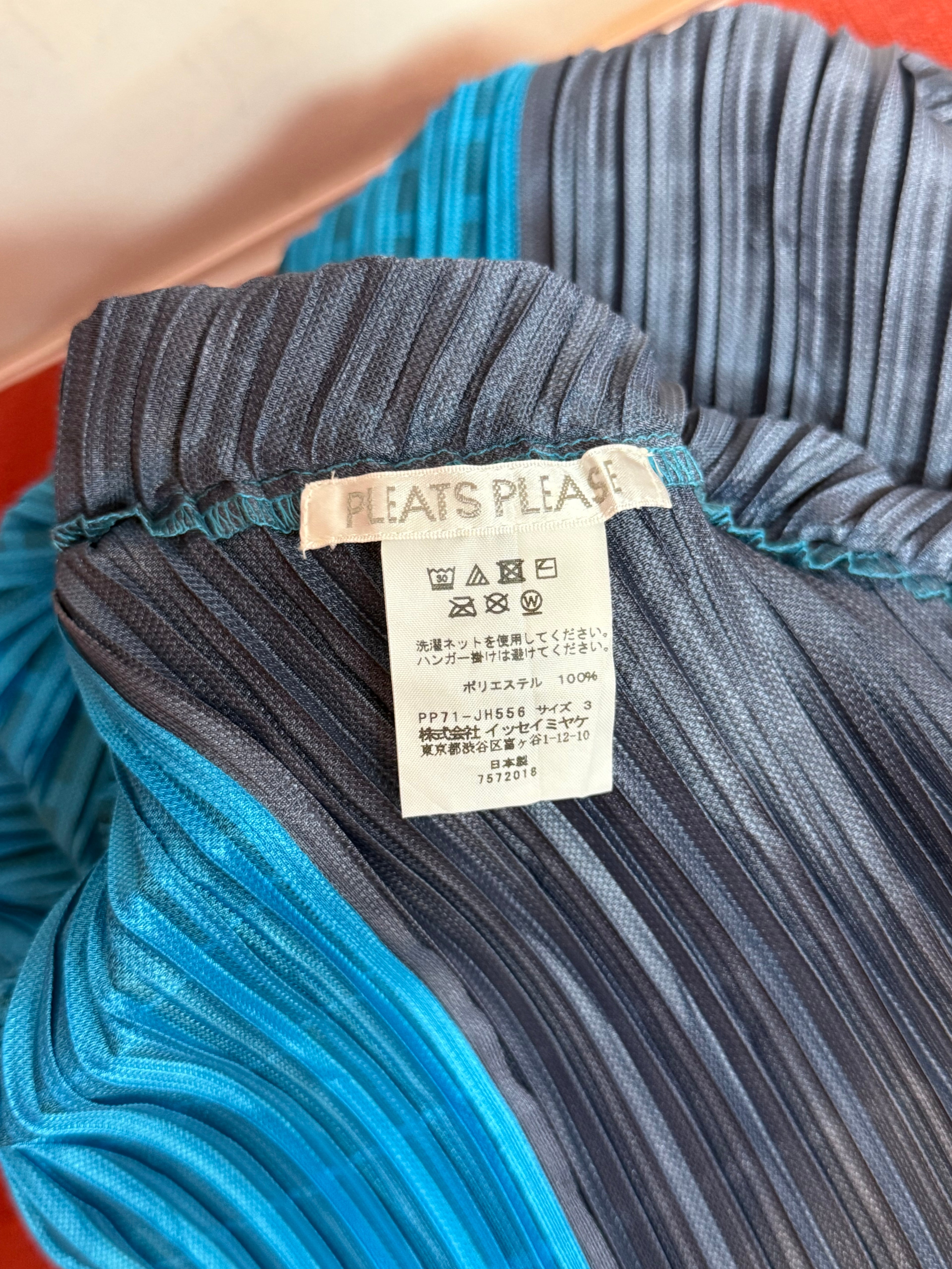 Pleats Please Issey Miyake Diagonal Colorblock Pleated Sleeveless Dress Size 3