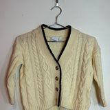 Burberry Cable Knit Logo Cardigan Cream Black Trim Size 6Y 116cm KIDS