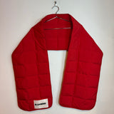 Jil Sander Red Quilted Down Puffer Scarf with Logo Patch