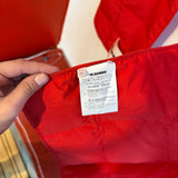 Jil Sander Red Quilted Down Puffer Scarf with Logo Patch