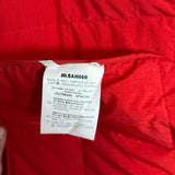 Jil Sander Red Quilted Down Puffer Scarf with Logo Patch