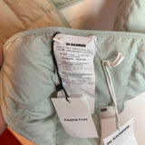 Jil Sander Pale Green Quilted Down Puffer Scarf with Logo Patch NWT