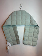 Jil Sander Pale Green Quilted Down Puffer Scarf with Logo Patch NWT