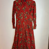 RRL Double RL Ralph Lauren Button Front Floral Print Maxi Dress Red Women's