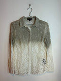 Burberry Prorsum Ombre Lace Button-Up Shirt Two Tone Size 42 Women's