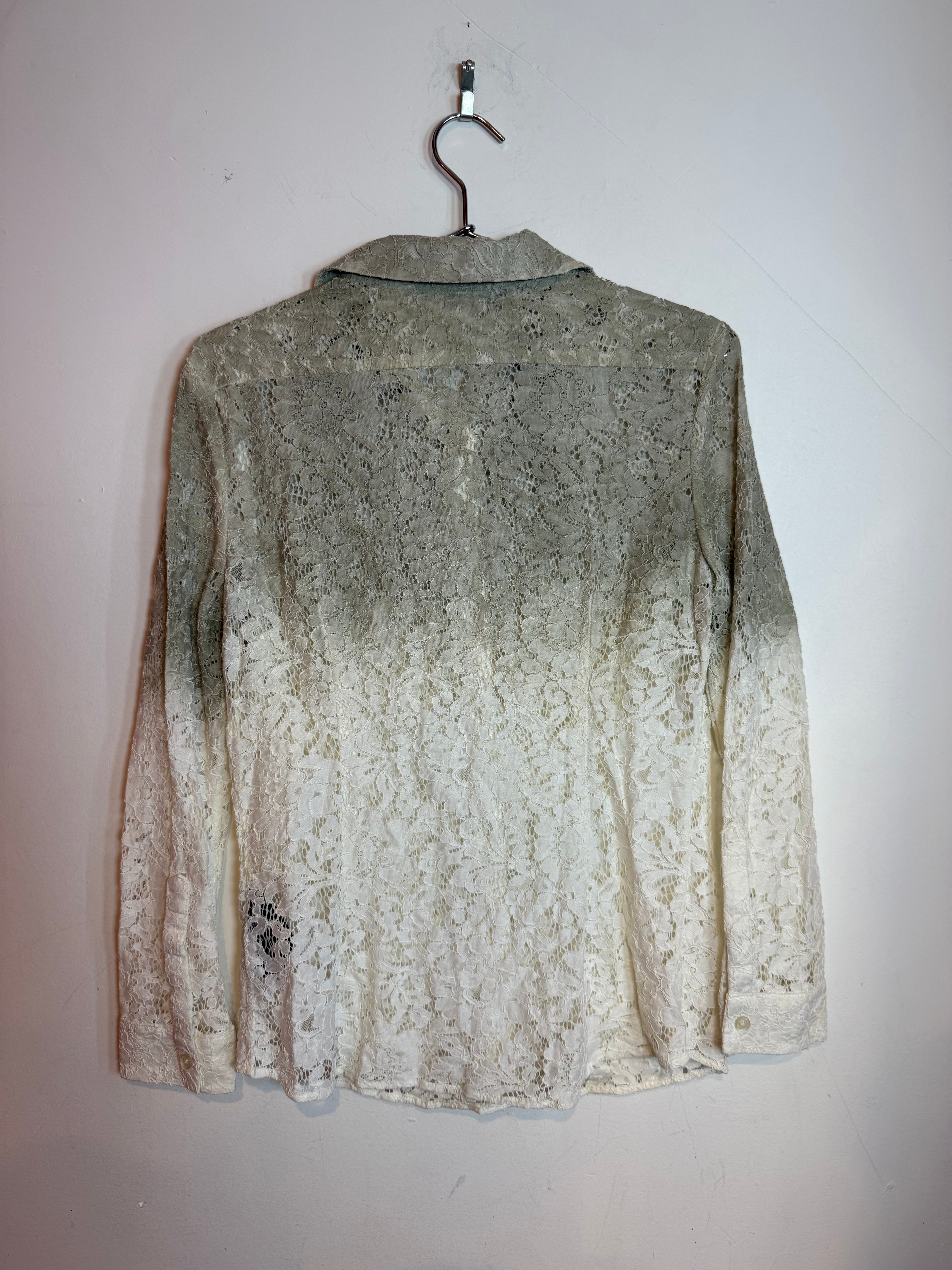 Burberry Prorsum Ombre Lace Button-Up Shirt Two Tone Size 42 Women's