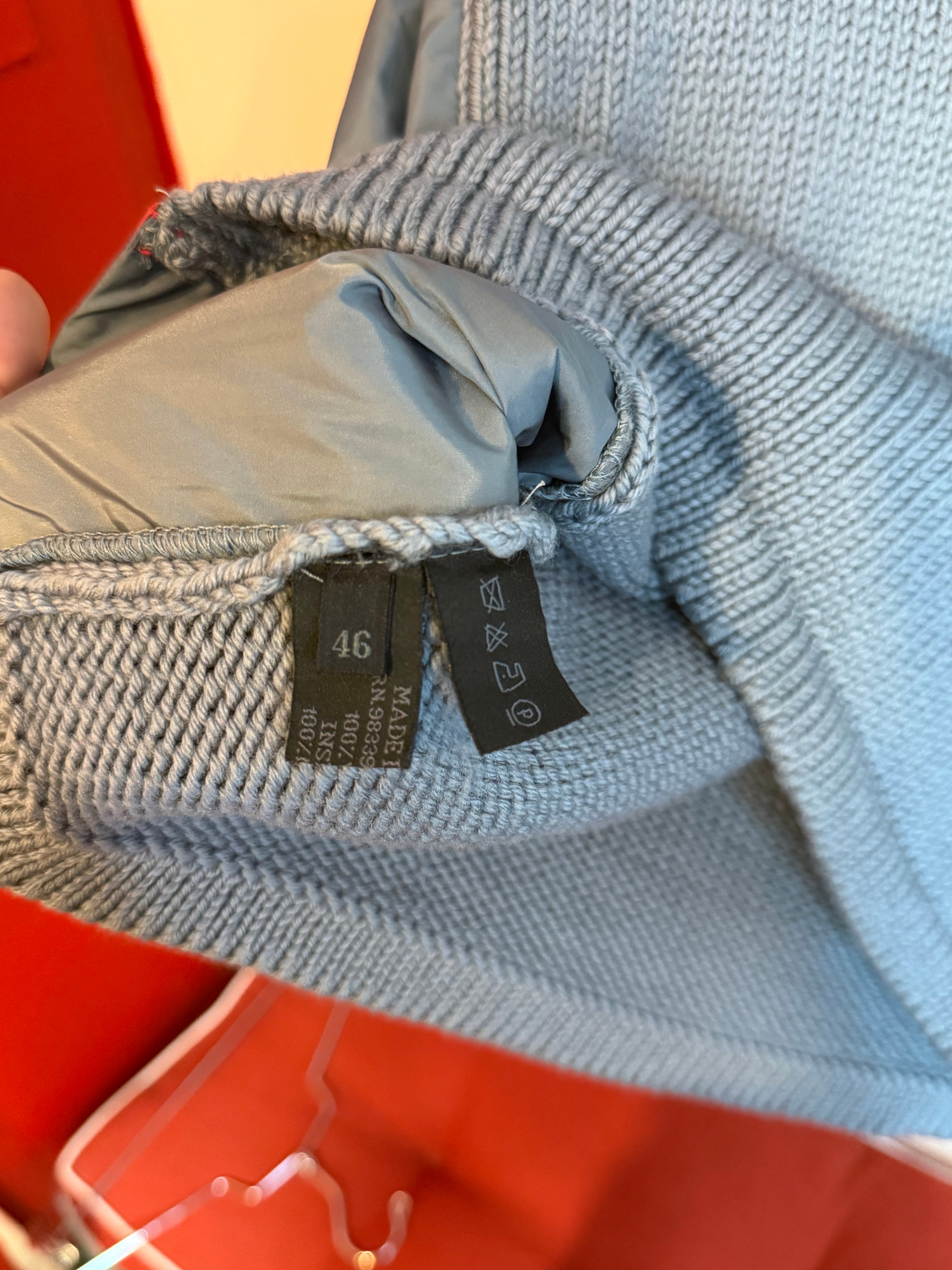 Vintage Prada Sport Half Zip Knit Wool Nylon Trim Hoodie Gray Size 46