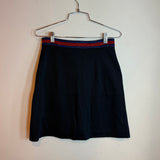 Gucci Lace Flap Skirt Black with Red Ruffle Zip Front and Striped Waist