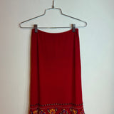 Vivienne Tam Vintage Red Embellished Beaded Floral Midi Skirt