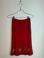 Vivienne Tam Vintage Red Embellished Beaded Floral Midi Skirt