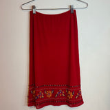 Vivienne Tam Vintage Red Embellished Beaded Floral Midi Skirt