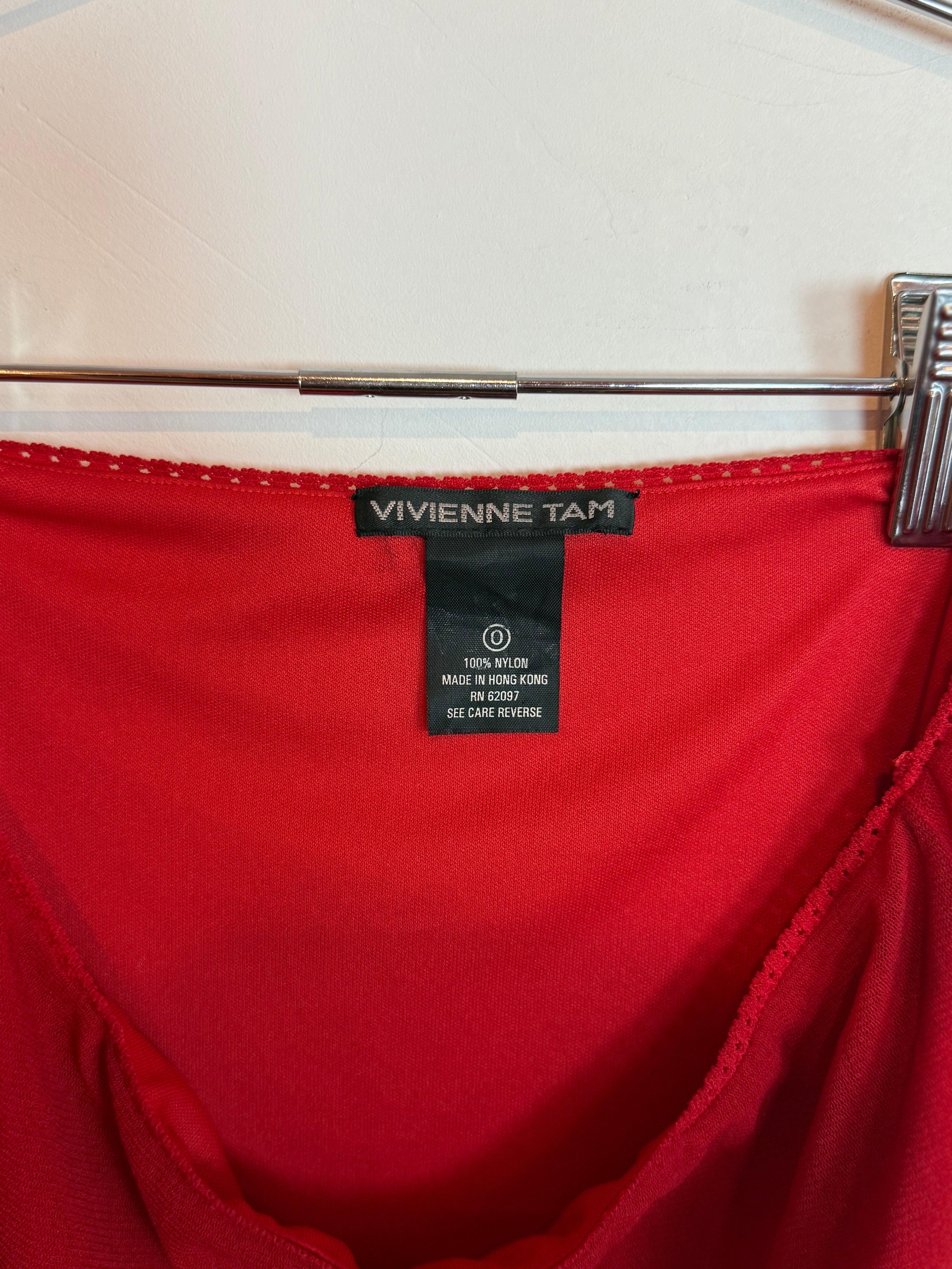 Vivienne Tam Vintage Red Embellished Beaded Floral Midi Skirt