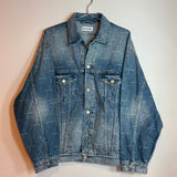 Balenciaga AOP Logo Oversized Denim Jacket Blue