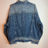 Balenciaga AOP Logo Oversized Denim Jacket Blue