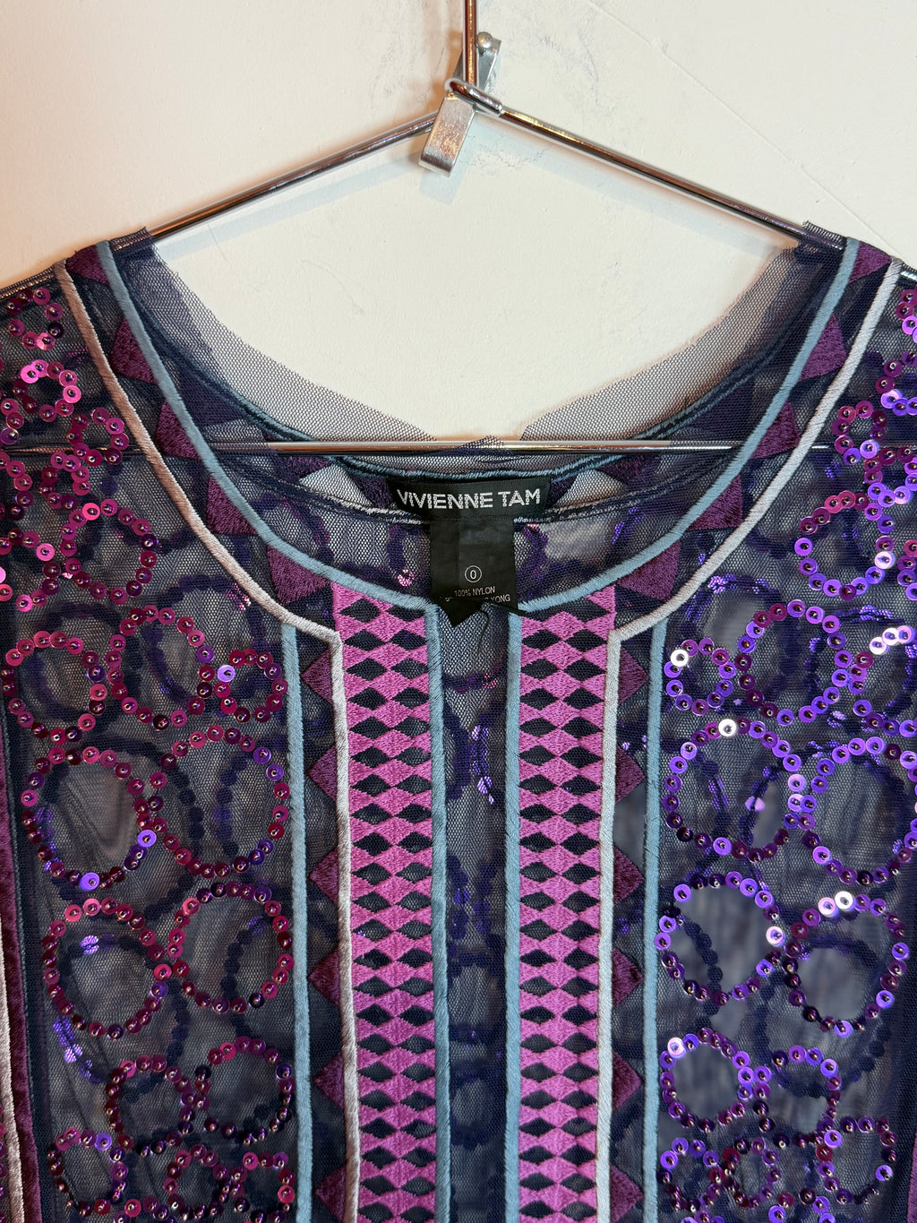 Vintage Vivienne Tam Mesh Beaded & Sequin Top Dress