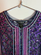 Vintage Vivienne Tam Mesh Beaded & Sequin Top Dress