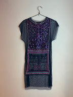Vintage Vivienne Tam Mesh Beaded & Sequin Top Dress