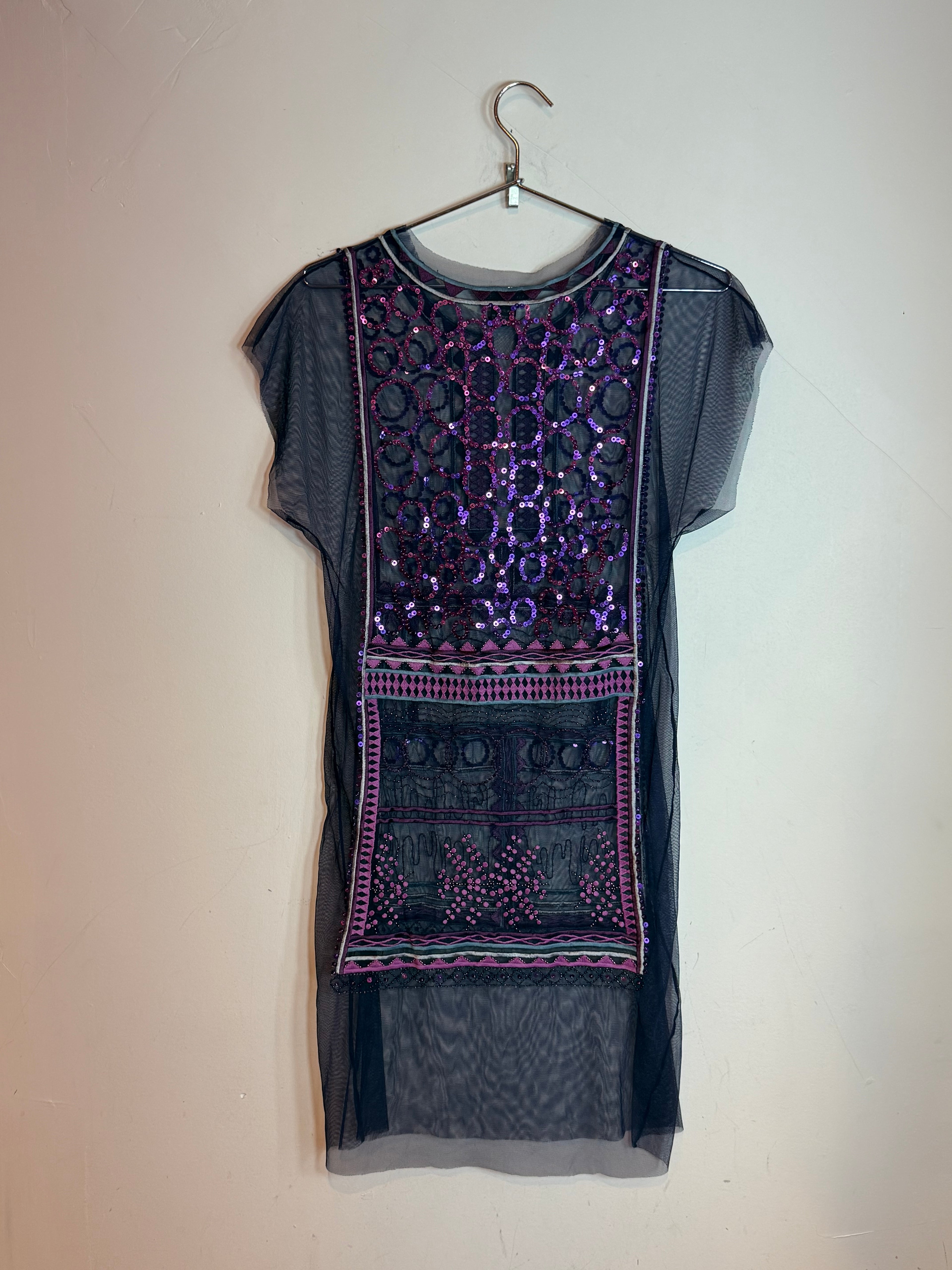 Vintage Vivienne Tam Mesh Beaded & Sequin Top Dress