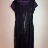 Pleats Please Issey Miyake Layered Pleated Black & Purple Sheer Tunic Dress Size 3