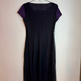 Pleats Please Issey Miyake Layered Pleated Black & Purple Sheer Tunic Dress Size 3