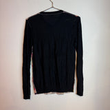 Vintage John  Galliano Newspaper Collage Graphic Print Long Sleeve V-Neck Sweater