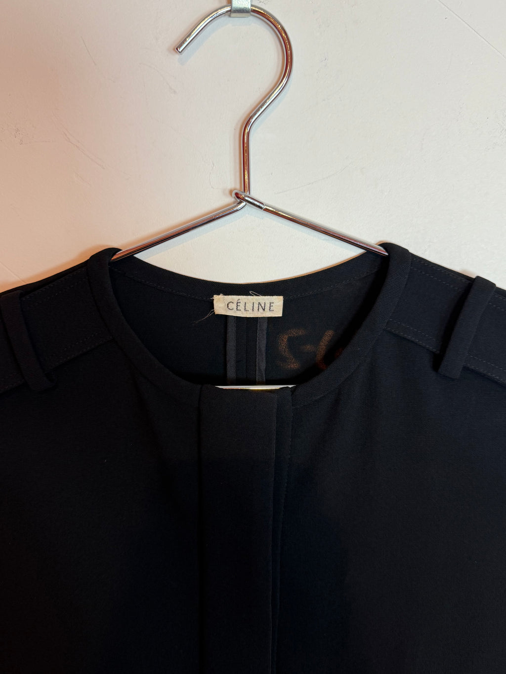 Celine Black Minimalist Cocktail Mini Dress with Asymmetric Draping