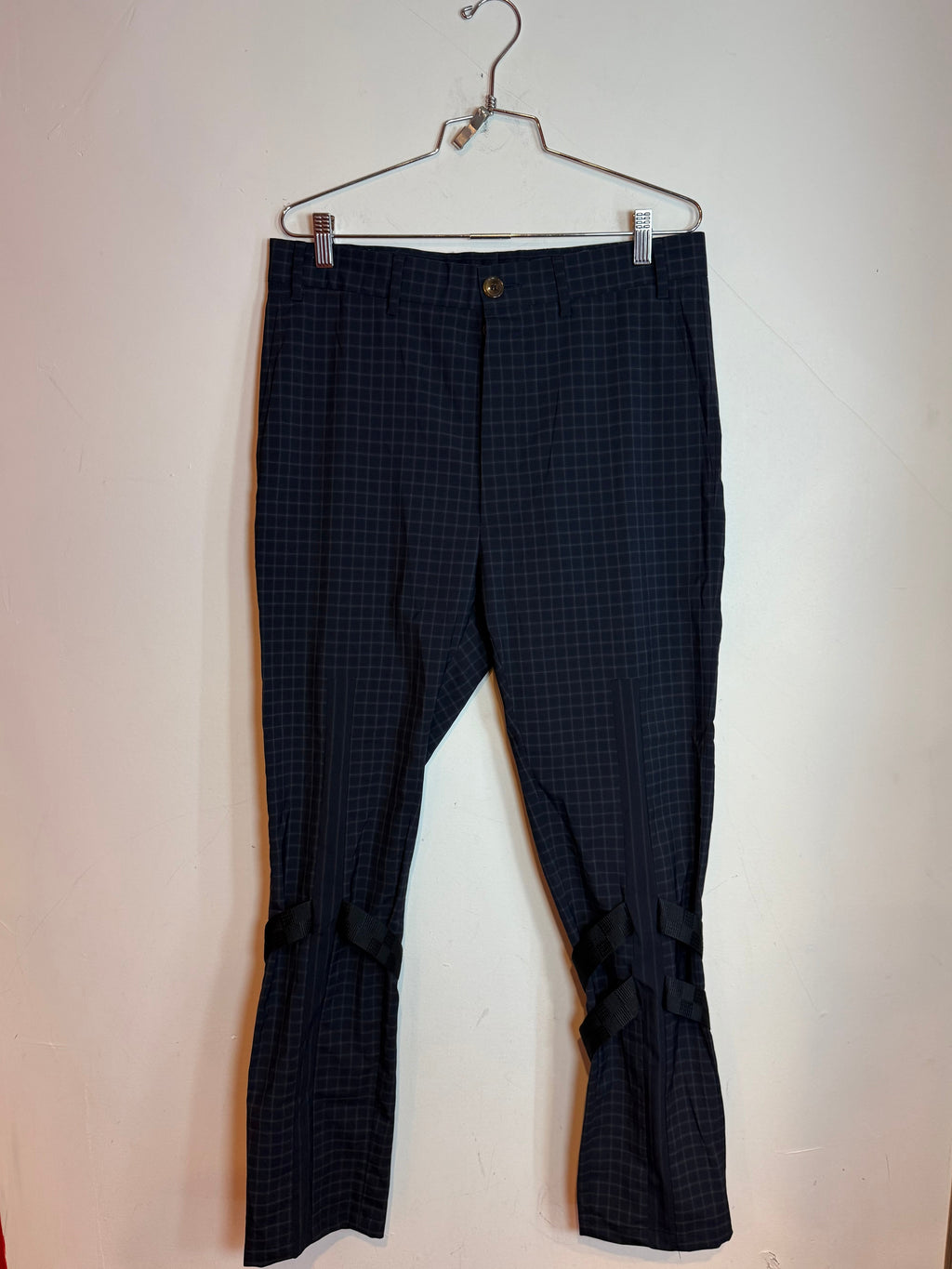 Vivienne Westwood Plaid Black Checkered Tied Knees Bondage Trousers Size 48