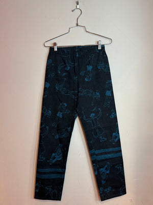 Vintage Issey Miyake Me Cartoon Graphic Print Trousers Pants Blue
