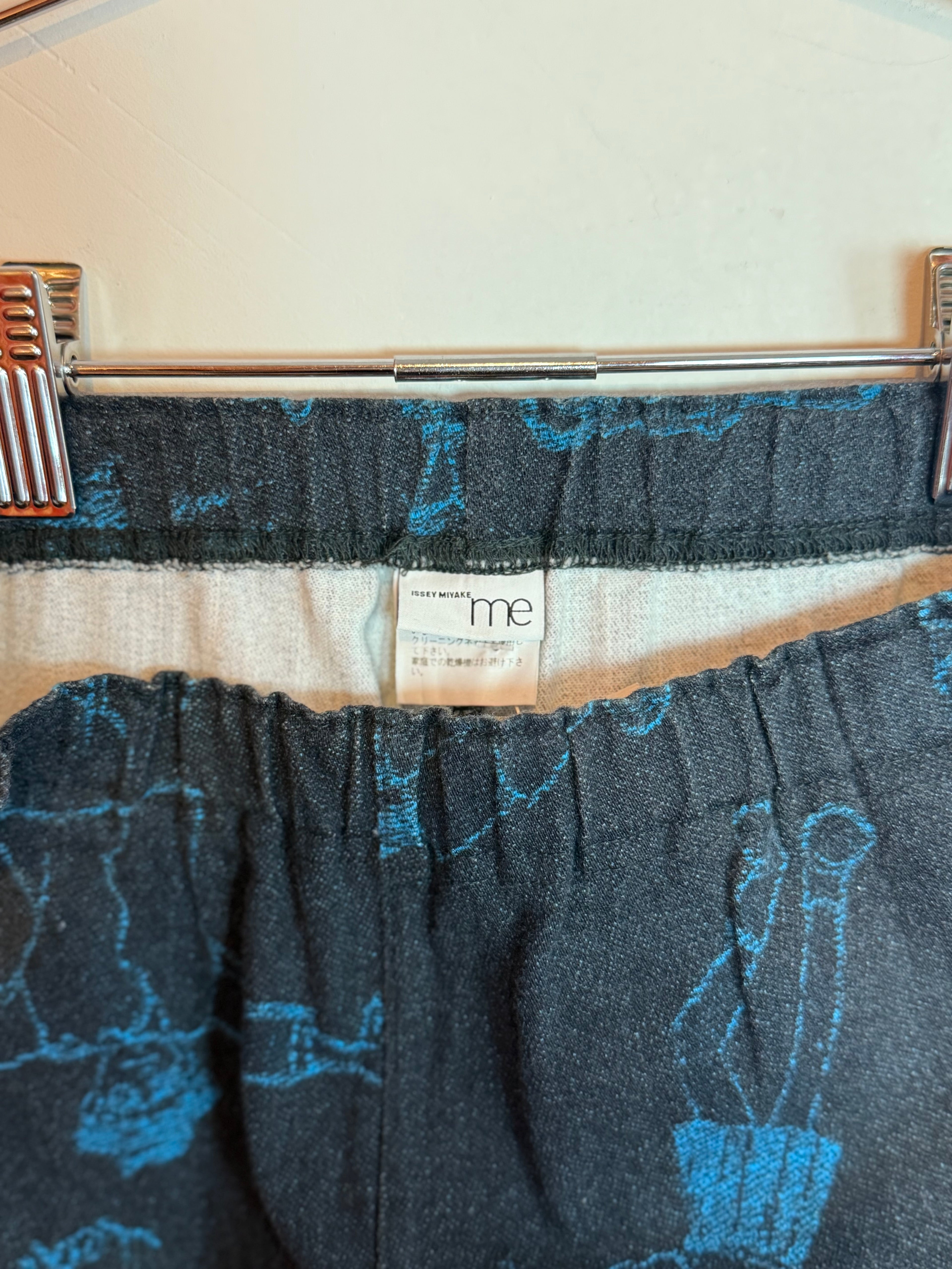 Vintage Issey Miyake Me Cartoon Graphic Print Trousers Pants Blue