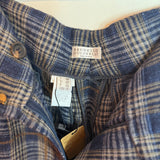 Brunello Cucinelli Plaid Sequin Linen Trousers Blue Brown Size 12
