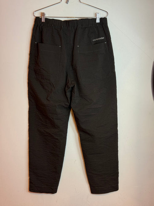 And Wander Seersucker Pleated Relaxed Fit Pants Black Men's