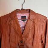 Vintage Jean Paul Gaultier Brown Leather Blazer Pink Satin Lining