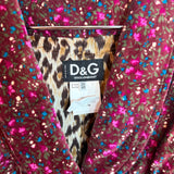 Vintage Dolce & Gabbana Floral Velvet Blazer Jacket Leopard Print Lining Size 40