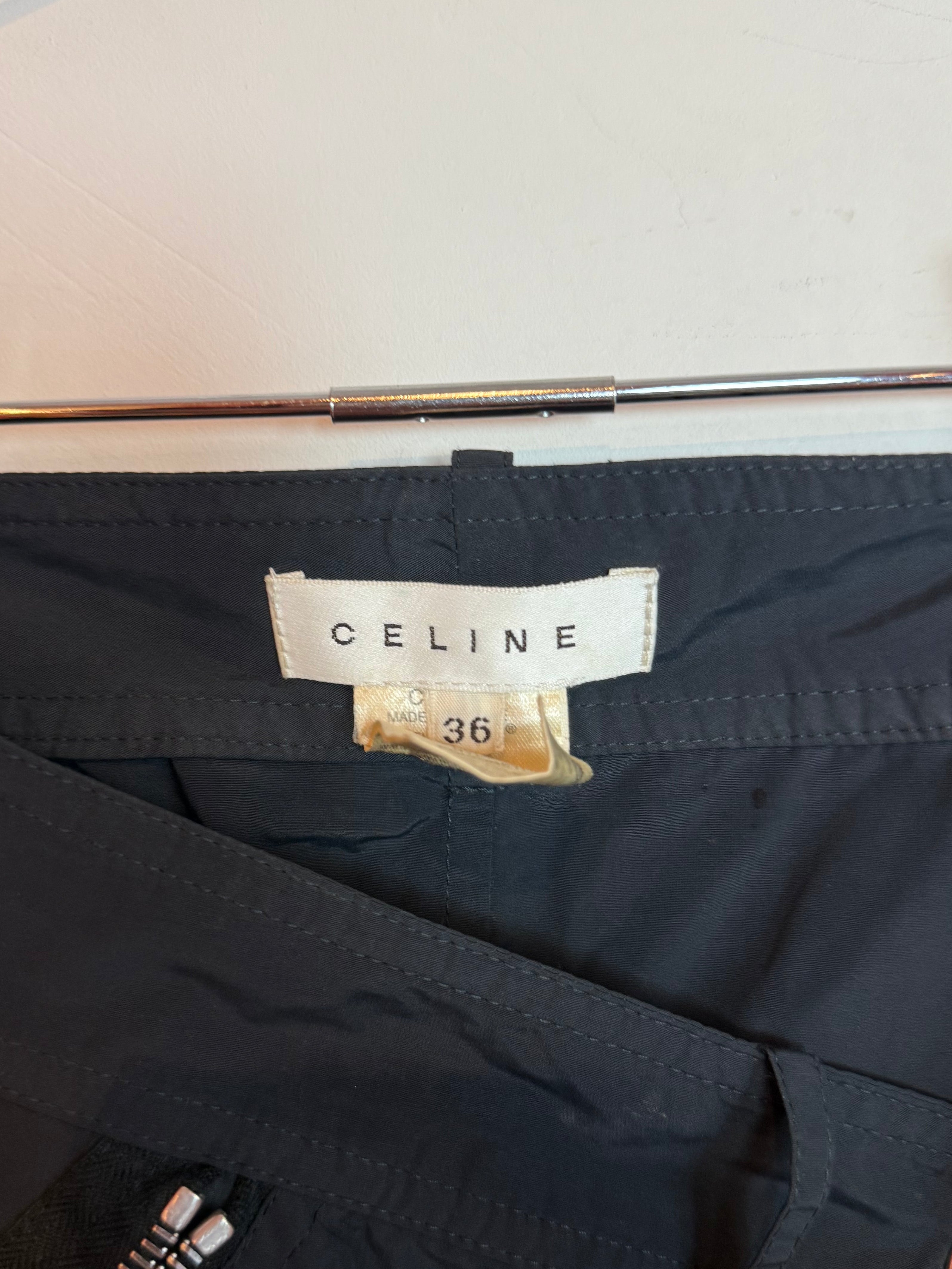 Celine Multi-Pocket A-Line Skirt Black Size 36