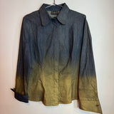 Vintage Fendi Metallic Ombre Swinger Snap Front Shirt Gold Blue