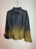 Vintage Fendi Metallic Ombre Swinger Snap Front Shirt Gold Blue