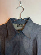 Vintage Fendi Metallic Ombre Swinger Snap Front Shirt Gold Blue