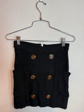 Balmain Black Knit Mini Skirt with Gold Buttons and Pockets