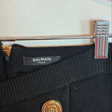 Balmain Black Knit Mini Skirt with Gold Buttons and Pockets